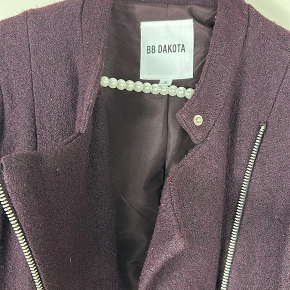 BB Dakota Purple Asymmetrical Zip Wool Jacket Small - Picture 6 of 8